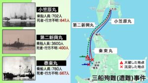 三船殉難事件(三船草案事件)の航路と犠牲者数